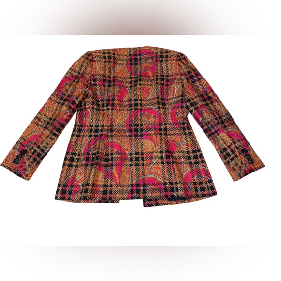 Vintage 100% silk, orange and pink, paisley blazer, size 8 - Picture 4 of 5